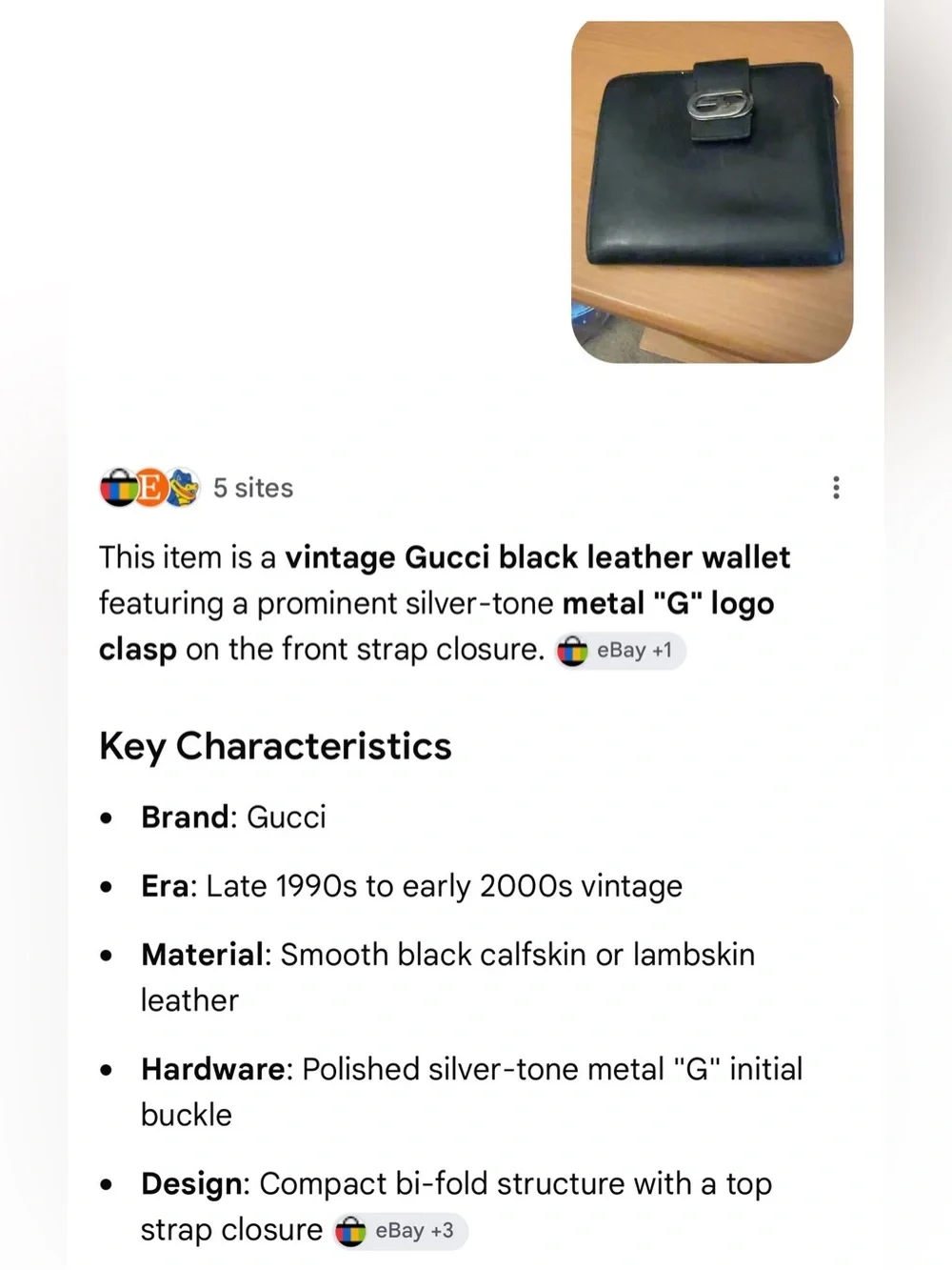 Gucci vintage unisex Black Leather Wallet